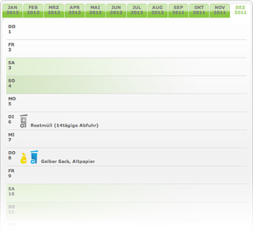 Kalenderblatt Abfuhrkalender